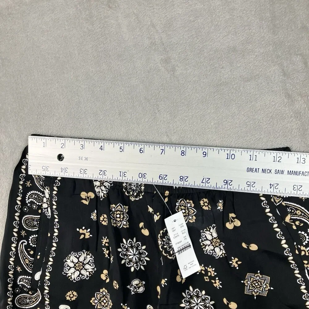 J Crew Cosmo Pants SP Petite S Black Bandana Paisley Print Wide Leg CS470
